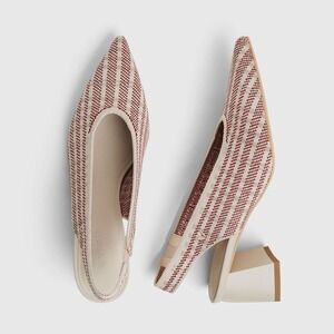 Vivaia Pointed Toe Slingback Knit Block Heel Pumps Striped Pattern Size 9 EUR 40